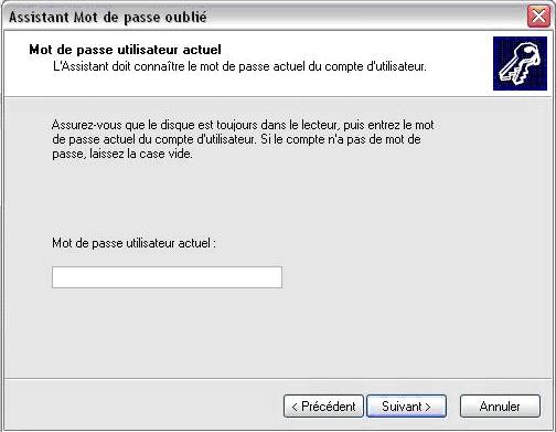 /></center><br/><br/>Entrez le mot de passe actuel du compte utilisateur choisi.<br/>L’assistant crée la disquette.<br/><br/>Vous pouvez utiliser cette même disquette pour plusieurs mots de passe (plusieurs comptes utilisateurs).<br/><br/>Postez vos commentaires et vos questions pour cette astuce sur notre <a href=