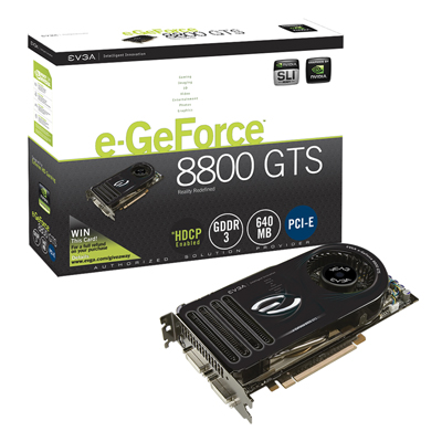 /></center></p>
<p>Les nouveaux GPU NVIDIA® compatibles DirectX® 10 permettent daccéder à un niveau de graphisme encore jamais atteint. Cette nouvelle série de GPU est totalement compatible avec lactuel Direct X 9, optimisée pour les Shader 4.0 et mais aussi pour la future génération de jeux et dapplications utilisant DirectX® 10. La technologie NVIDIA® SLI-Ready GeForce® permet de coupler des cartes graphiques 8800 GTX et 8800 GTS pour atteindre un niveau de performance sans précédent.</p>
<p>Prix public recommandés :<br />e-GeForce 8800 GTX 768 Mo DDR3 (768-P2-E831-AR): 689 euros<br />e-GeForce 8800 GTS 640 Mo DDR3 (640-P2-E821-AR): 549 euros</p>
<p>Source : Agence CORP du 09/11</p>
</div>
</article><!-- /post-668 -->
<div class=