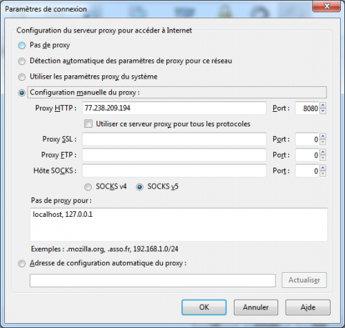 paramétrer un proxy dans firefox