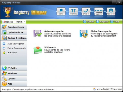 backup et restaurer base de registre