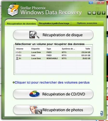 Récupération de disque