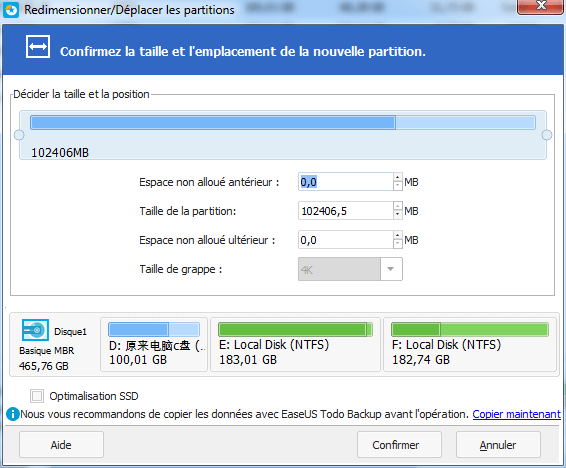 redimensionner déplacer partition